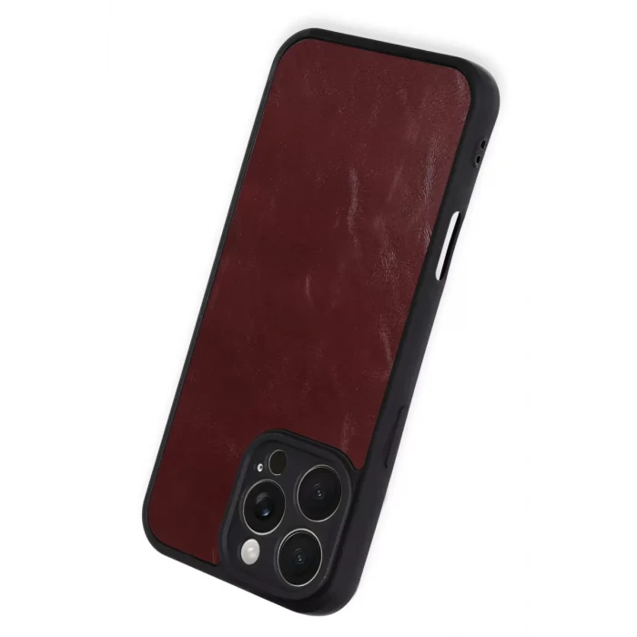 Newface Apple iPhone 16 Pro Max Kılıf Aras Deri Kapak - Bordo