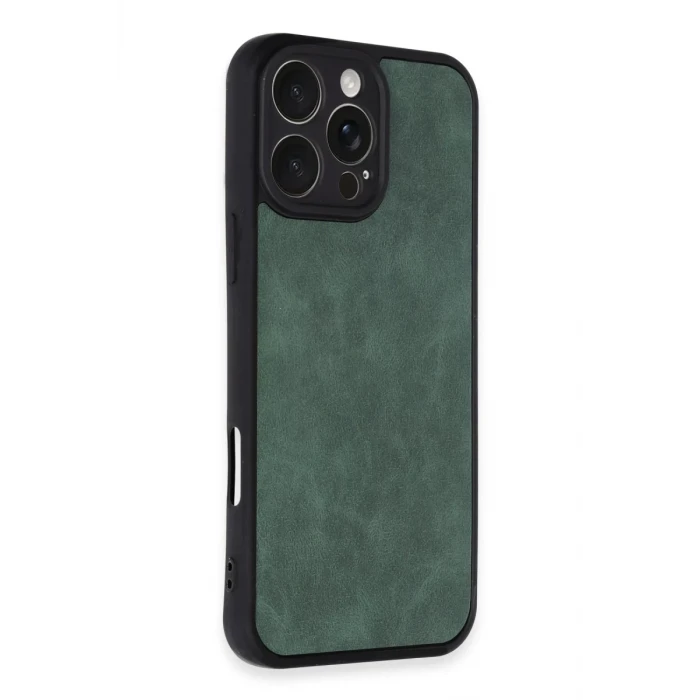 Newface Apple iPhone 16 Pro Max Kılıf Aras Deri Kapak - Koyu Yeşil