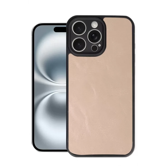 Newface Apple iPhone 16 Pro Max Kılıf Aras Deri Kapak - Pudra