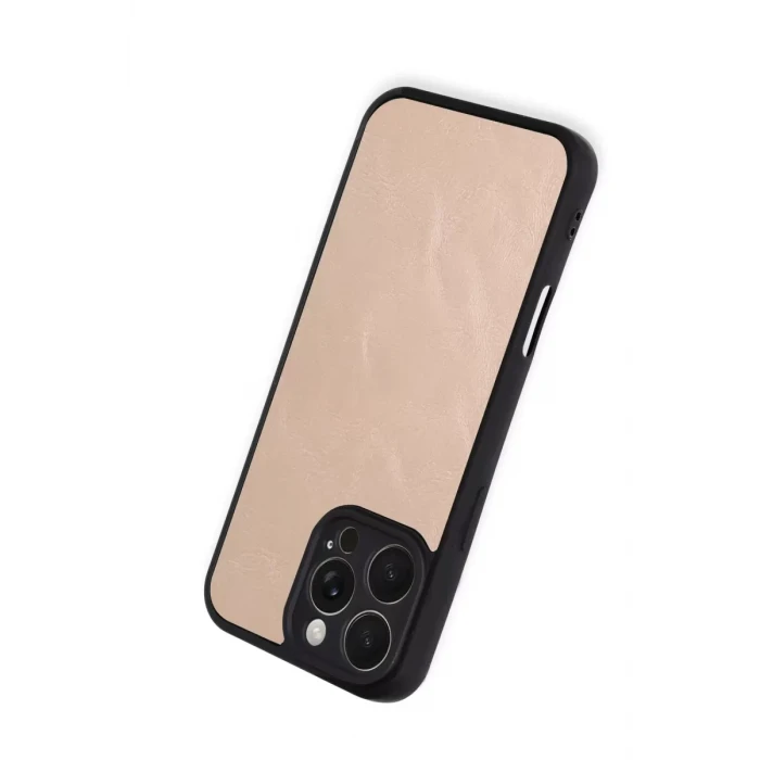 Newface Apple iPhone 16 Pro Max Kılıf Aras Deri Kapak - Pudra
