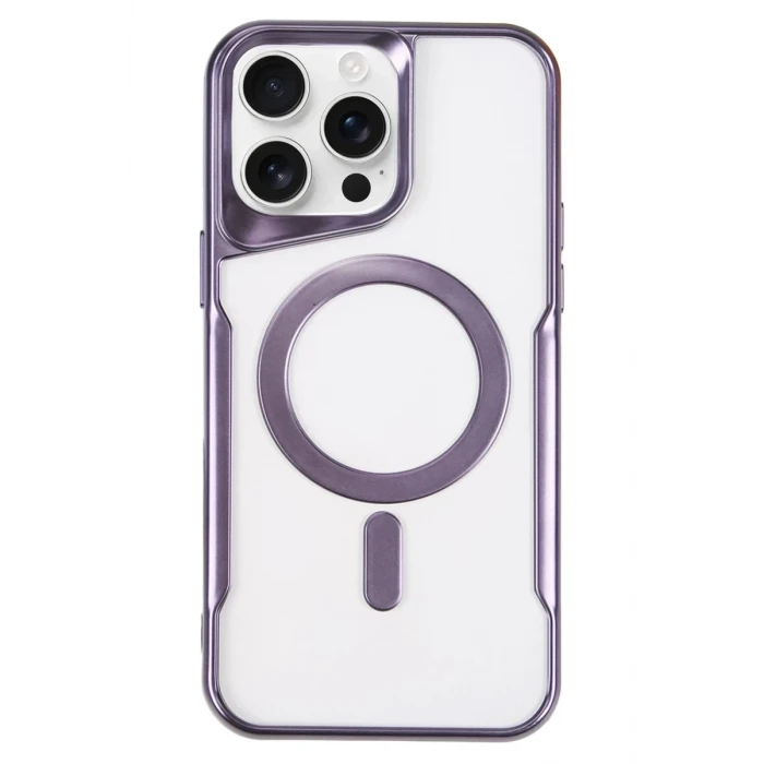 Newface Apple iPhone 16 Pro Max Kılıf Boyi Magsafe Silikon Kapak - Derin Mor