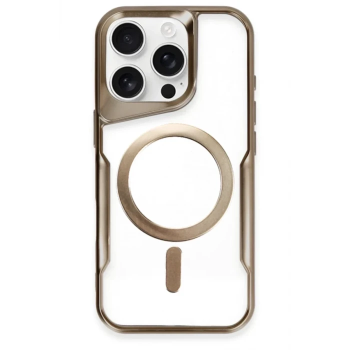 Newface Apple iPhone 16 Pro Max Kılıf Boyi Magsafe Silikon Kapak - Kahverengi