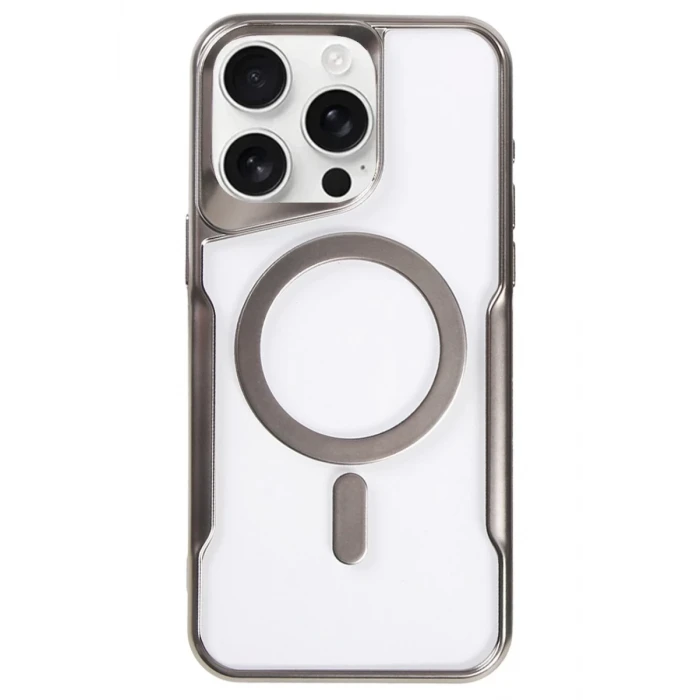 Newface Apple iPhone 16 Pro Max Kılıf Boyi Magsafe Silikon Kapak - Titan Gri