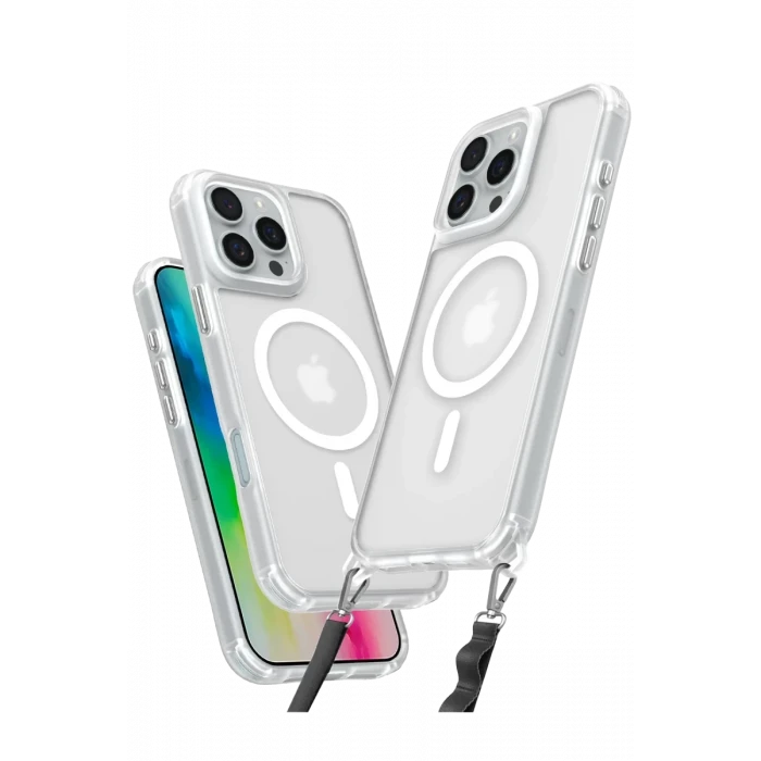 Newface Apple iPhone 16 Pro Max Kılıf Enka Magsafe Silikon Kılıf - Şeffaf