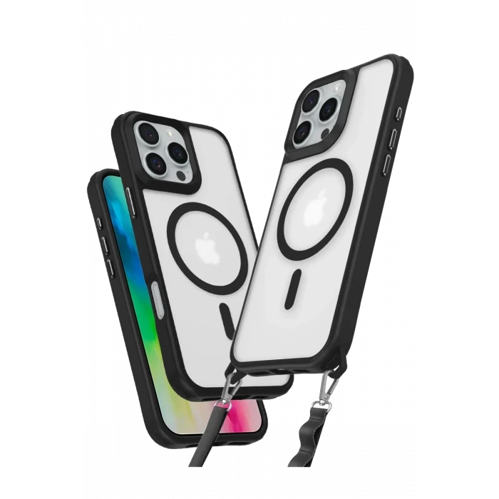 Newface Apple iPhone 16 Pro Max Kılıf Enka Magsafe Silikon Kılıf - Siyah