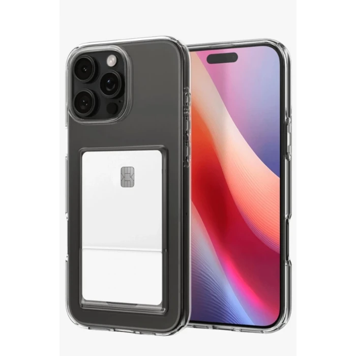 Newface Apple iPhone 16 Pro Max Kılıf Kart Şeffaf Silikon - Şeffaf