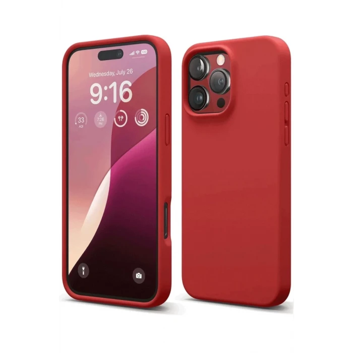 Newface Apple iPhone 16 Pro Max Kılıf Nano içi Kadife Silikon - Kırmızı
