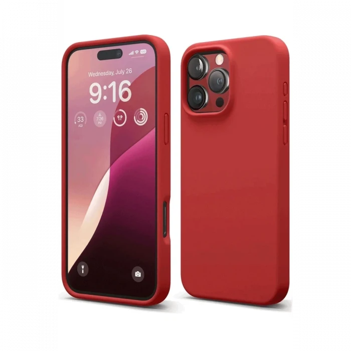 Newface Apple iPhone 16 Pro Max Kılıf Nano içi Kadife Silikon - Kırmızı