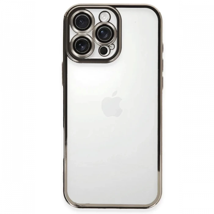 Newface Apple iPhone 16 Pro Max Kılıf Razer Lensli Silikon - Titanyum Gri