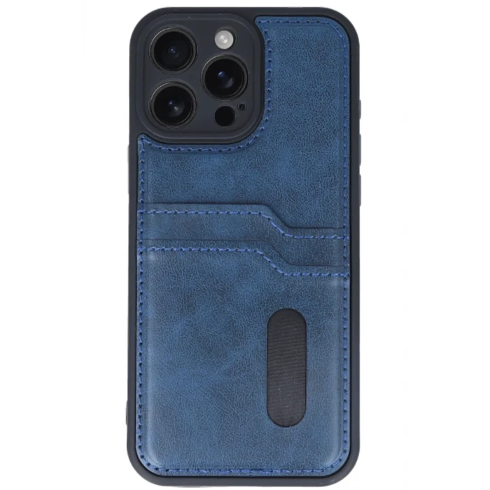 Newface Apple iPhone 16 Pro Max Kılıf Sara Kartvizitli Deri Kılıf - Lacivert