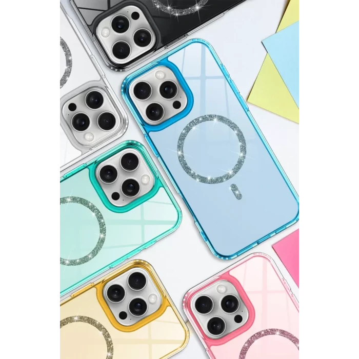 Newface Apple iPhone 16 Pro Max Live Diamond Magsafe Kapak - Siyah