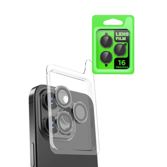 Newface Apple iPhone 16 Pro Max Raze Metal Kamera Lens - Siyah