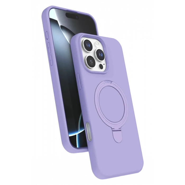 Newface Apple iPhone 16 Pro Regal Magsafe Standlı Kapak - Lila