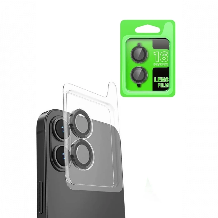 Newface Apple iPhone 16 Raze Metal Kamera Lens - Siyah