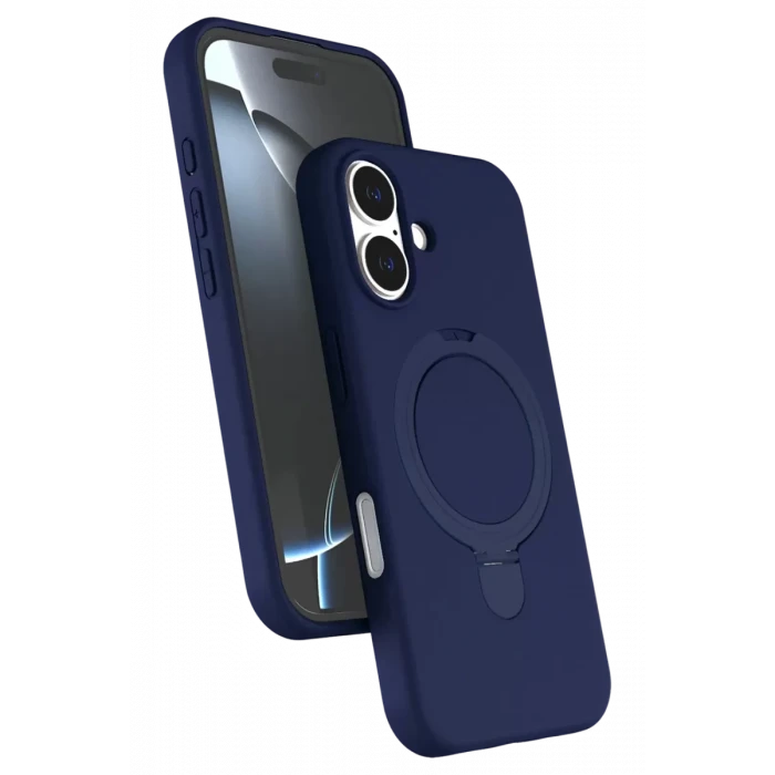 Newface Apple iPhone 16 Regal Magsafe Standlı Kapak - Lacivert