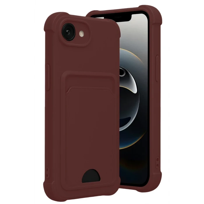 Newface Apple iPhone 16E Kelvin Kartvizitli Silikon - Bordo