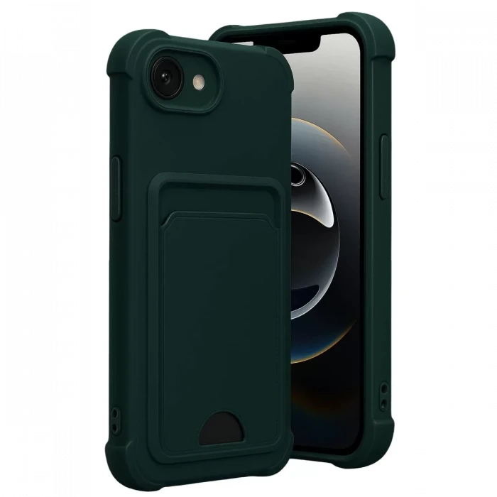 Newface Apple iPhone 16E Kelvin Kartvizitli Silikon - Koyu Yeşil