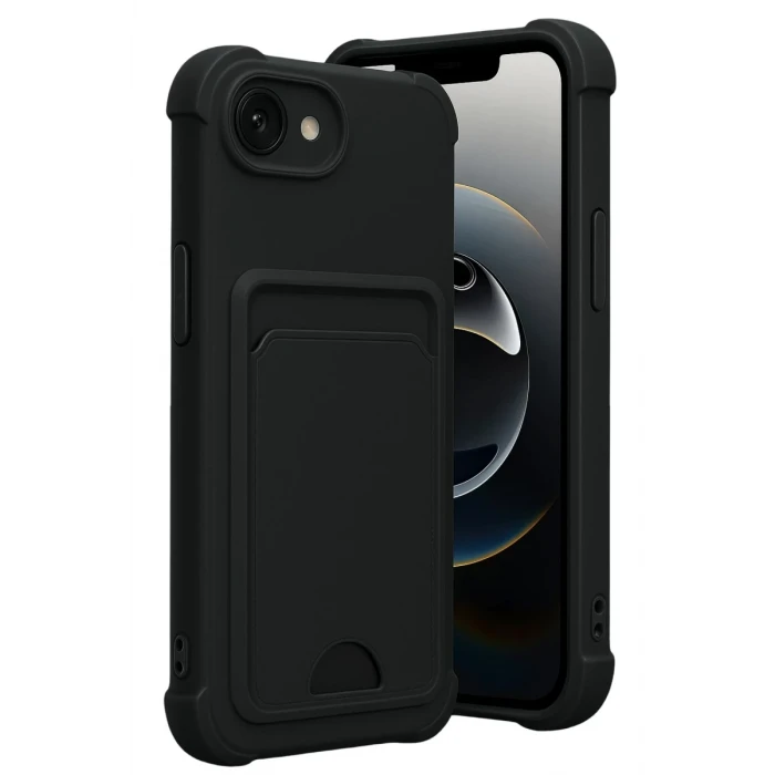 Newface Apple iPhone 16E Kelvin Kartvizitli Silikon - Siyah
