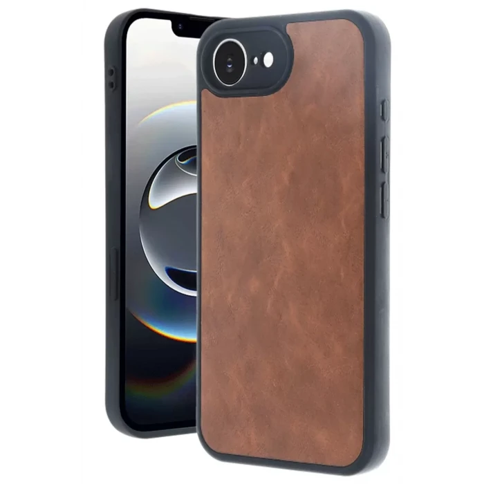 Newface Apple iPhone 16E Kılıf Aras Deri Kapak - Taba