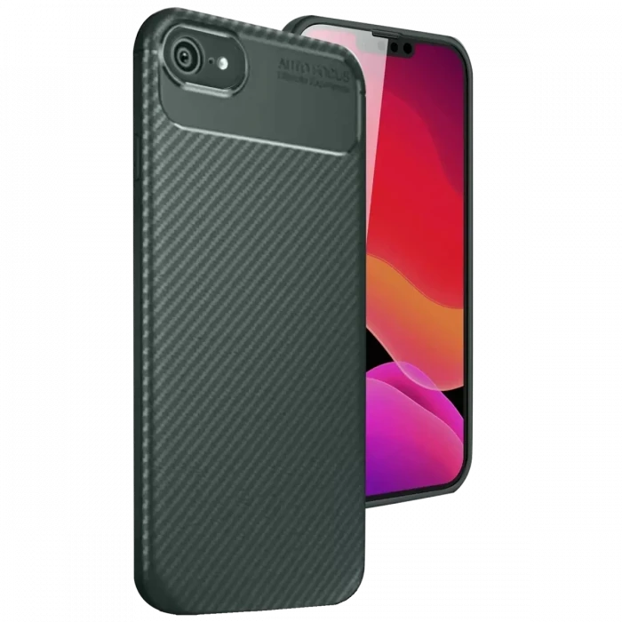 Newface Apple iPhone 16E Kılıf Auto Focus Karbon Kapak - Koyu Yeşil