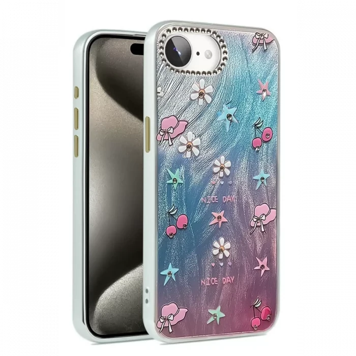 Newface Apple iPhone 16E Kılıf Blade Aynalı Desenli Kapak - Desen 4