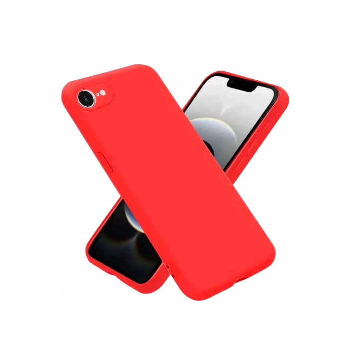 Newface Apple iPhone 16E Kılıf First Silikon - Kırmızı