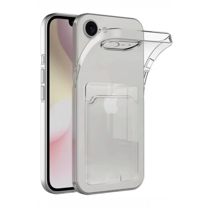 Newface Apple iPhone 16E Kılıf Kart Şeffaf Silikon - Şeffaf