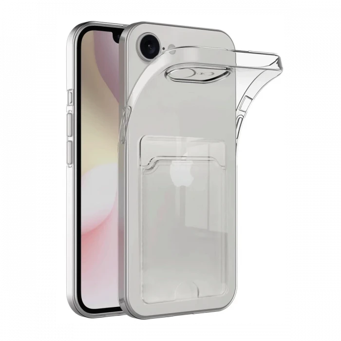Newface Apple iPhone 16E Kılıf Kart Şeffaf Silikon - Şeffaf