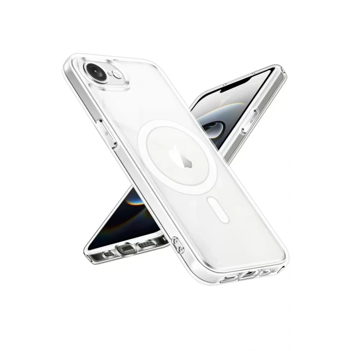 Newface Apple iPhone 16E Kılıf Magneticsafe Şeffaf Silikon - Şeffaf