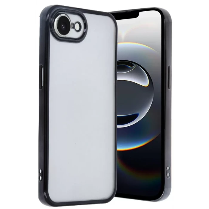 Newface Apple iPhone 16E Kılıf Razer Lensli Silikon - Siyah