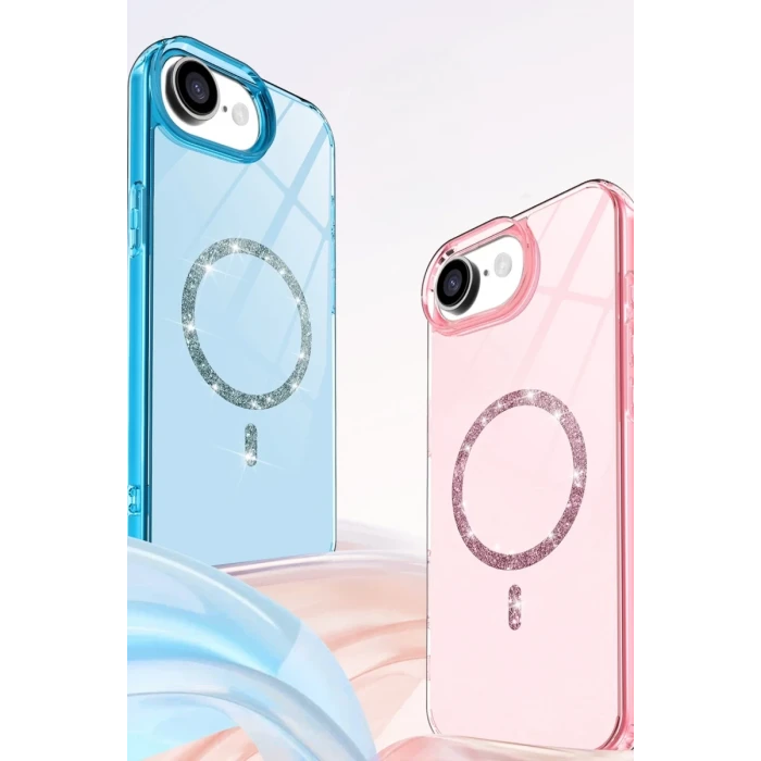Newface Apple iPhone 16E Live Diamond Magsafe Kapak - Şeffaf