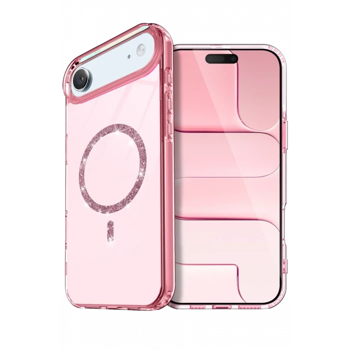 Newface Apple iPhone 17 Air Live Diamond Magsafe Kapak - Pembe