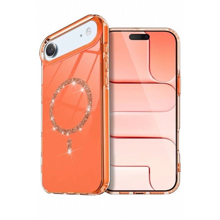 Newface Apple iPhone 17 Air Live Diamond Magsafe Kapak - Turuncu