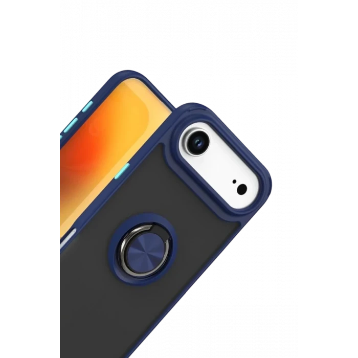 Newface Apple iPhone 17 Air Montreal Yüzüklü Silikon Kapak - Lacivert