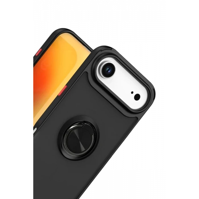 Newface Apple iPhone 17 Air Montreal Yüzüklü Silikon Kapak - Siyah