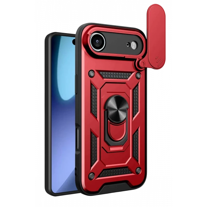 Newface Apple iPhone 17 Air Pars Lens Yüzüklü Silikon - Kırmızı