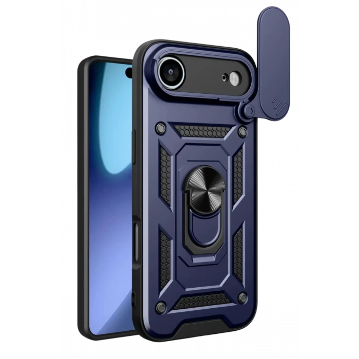 Newface Apple iPhone 17 Air Pars Lens Yüzüklü Silikon - Lacivert