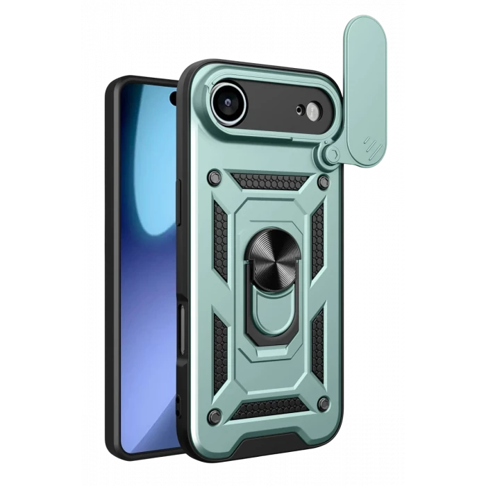 Newface Apple iPhone 17 Air Pars Lens Yüzüklü Silikon - Yeşil