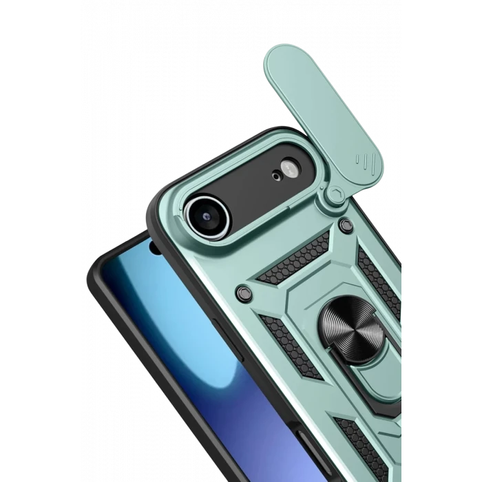 Newface Apple iPhone 17 Air Pars Lens Yüzüklü Silikon - Yeşil