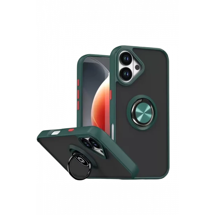 Newface Apple iPhone 17 Montreal Yüzüklü Silikon Kapak - Yeşil