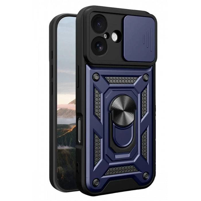 Newface Apple iPhone 17 Pars Lens Yüzüklü Silikon - Lacivert