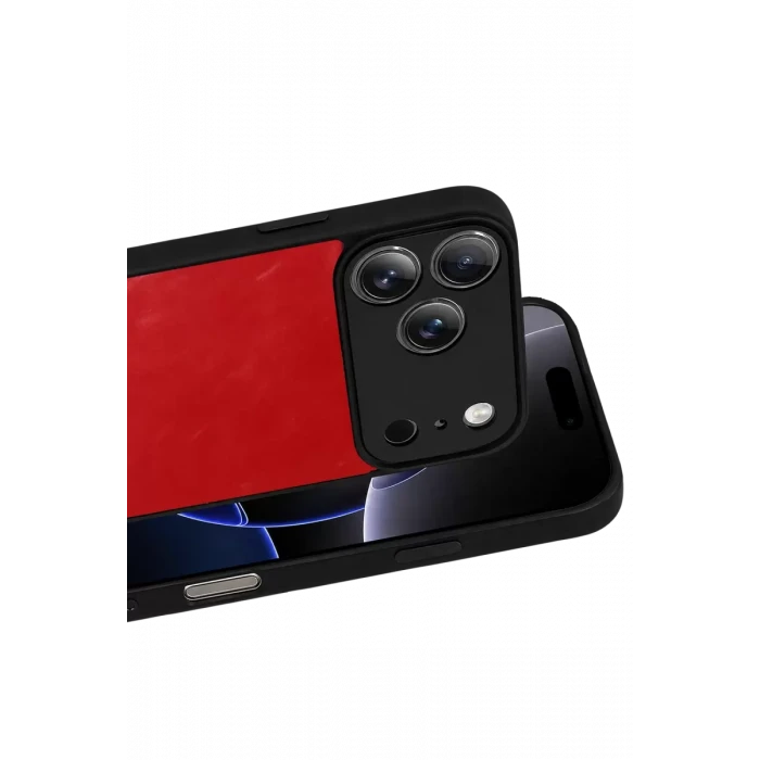 Newface Apple iPhone 17 Pro Aras Deri Kapak - Kırmızı