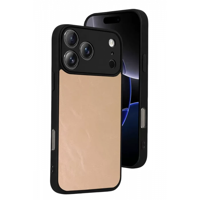 Newface Apple iPhone 17 Pro Aras Deri Kapak - Pudra