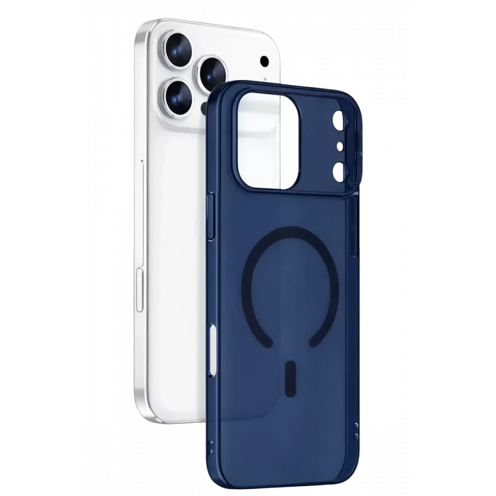 Newface Apple iPhone 17 Pro Combo Sert Şeffaf Magsafe Kapak - Mavi