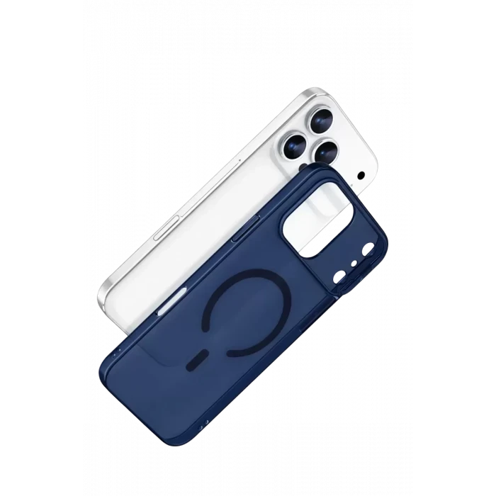 Newface Apple iPhone 17 Pro Combo Sert Şeffaf Magsafe Kapak - Mavi