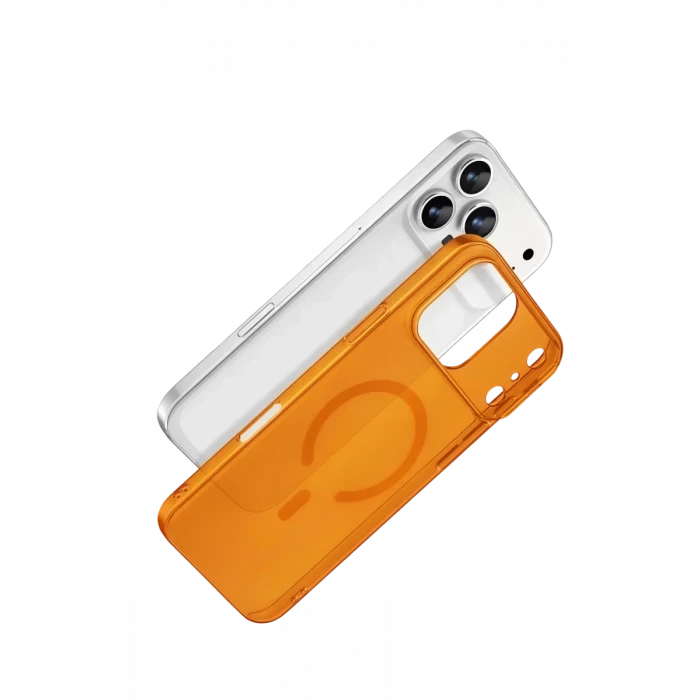 Newface Apple iPhone 17 Pro Combo Sert Şeffaf Magsafe Kapak - Turuncu