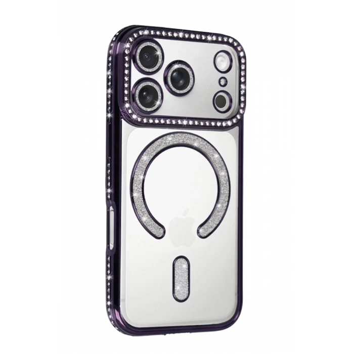 Newface Apple iPhone 17 Pro Joke Simli Magneticsafe Kılıf - Derin Mor