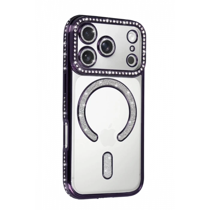 Newface Apple iPhone 17 Pro Joke Simli Magneticsafe Kılıf - Derin Mor