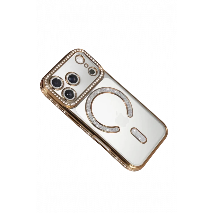 Newface Apple iPhone 17 Pro Joke Simli Magneticsafe Kılıf - Gold