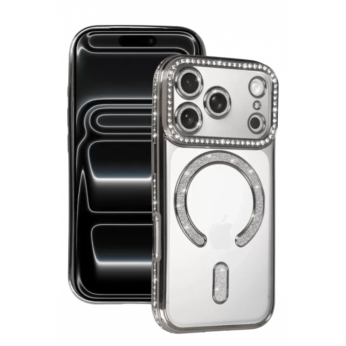 Newface Apple iPhone 17 Pro Joke Simli Magneticsafe Kılıf - Gümüş